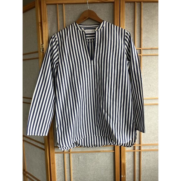 Everlane Tops - NWoT Everlane Women's Size 6, Cotton Poplin Split Neck Striped Shirt 3/4 Sleeve